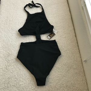 Black one pice bodysuit swimwear